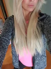 SARLA-Extensión de cabello sintético para mujer, Falso largo postizo corto y recto, sin Clip, Halo, Rubio