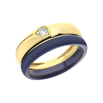 

Silver ring with ceramics and cubic zirconia sunlight sample 925