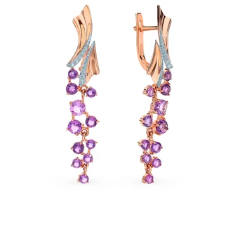 

Gold earrings with amethyst and cubic zirconia sunlight sample 585 test