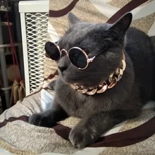 Necklace Pet-Accessories Photos-Props Cat-Chain Kitten Show-Off-Collar Gold Puppy Dogs