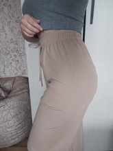 Suave comodidad pantalones de las mujeres de 2021 nueva Alta cintura pantalones verano Pantalones Mujer Pantalones de seda de hielo-tobillo longitud pantalones largos de Mujer Pantalones