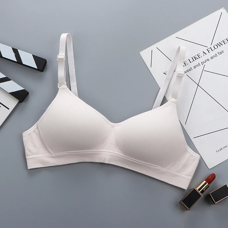 Women Seamless Bra Sexy No Wire Push Up Underwear Girls Students Breathable Thin Small Breast White Bras