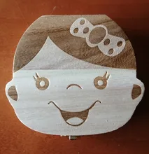 Caja de madera para dientes de bebé, organizador para dientes de leche, almacenamiento de recuerdos para bebés, regalo para bebés, Español/holandés/francés/alemán