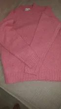 Women Sweater Outerwear Pullover Long-Sleeve Elegant Knitted Loose Pink Knitting Thick
