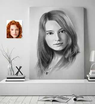 

Personalized Women 'S Charcoal Artistic Portrait Design Canvas Table 70x100cm-7