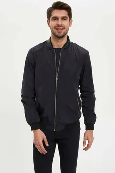

DeFacto Man's Spring Black Mont Jacket Men's Smart Casual Top Coats Men's Long Sleeve Zipper Jacket Coats-M6940AZ20SP