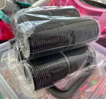 Rodillos de pelo con autoagarre grande para salón profesional, rulos de peluquería, tamaño múltiple, color negro