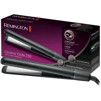 

REMINGTON S3700 - SMOOTHER S3700 CERAMIC GLIDE 230 4 x Protection non slip easy with titanium 8 levels of temperature, 15