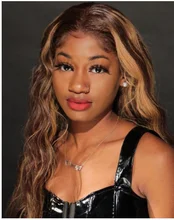 Pelucas de cabello humano brasileño no Remy, postizo de encaje Frontal, 13x4, Color miel