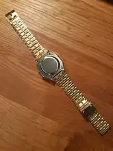 Nuevo Vintage negocios Reloj de oro hombres clásico vestido de las mujeres de acero inoxidable alarma Digital LED Reloj resistente al agua Reloj de pulsera Reloj -20