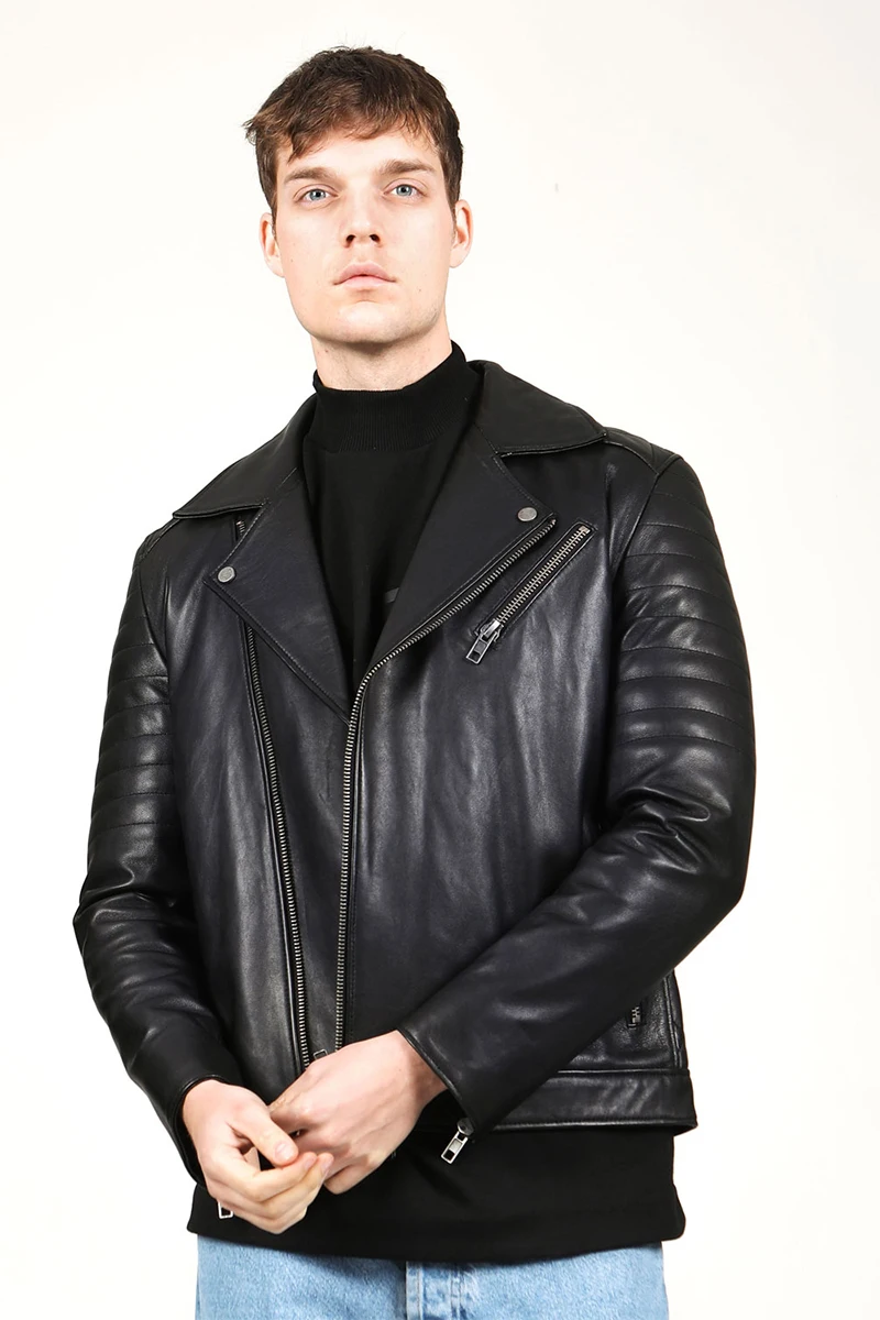 

Dericlub E-1065 Spring Military Jacket Long Winter Outwear Confortable Bomber Moto Biker Fashion Genuine Leather Autumn Topcoat