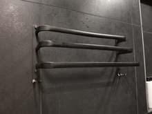 Toallero montado en la pared para baño, toallero negro de aluminio, riel negro mate, soporte de toalla, 30-50 CM