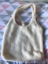 Hylhexyr-Bolso de lona para mujer, bandolera de tejido de cordero con bordado de oso, informal