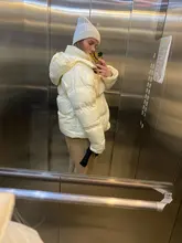 Womens Puffer Jacket Parkas Hooded-Coat Outwear Harajuku Korean-Fashion Winter