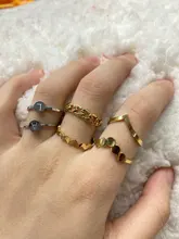 Womens Rings Jewelry Geometry Punk Open-Finger Stainless-Steel Gold-Color