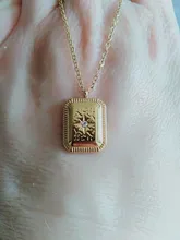 Choker Necklace Pendant-Chain Jewelry Square Stainless-Steel Heart-Pattern Yhpup Cubic-Zirconia