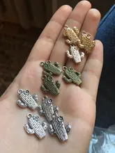 10 Uds. De dijes de Cactus de aleación de Zinc y Metal de tres colores, 15x20mm, aptos para joyería médica, dijes colgantes de plantas
