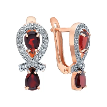 

Silver earrings with cubic zirconia and Garnet sunlight sample 925