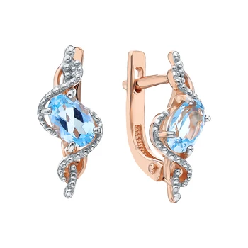 

Gold earrings with Topaz sunlight sample 585 test