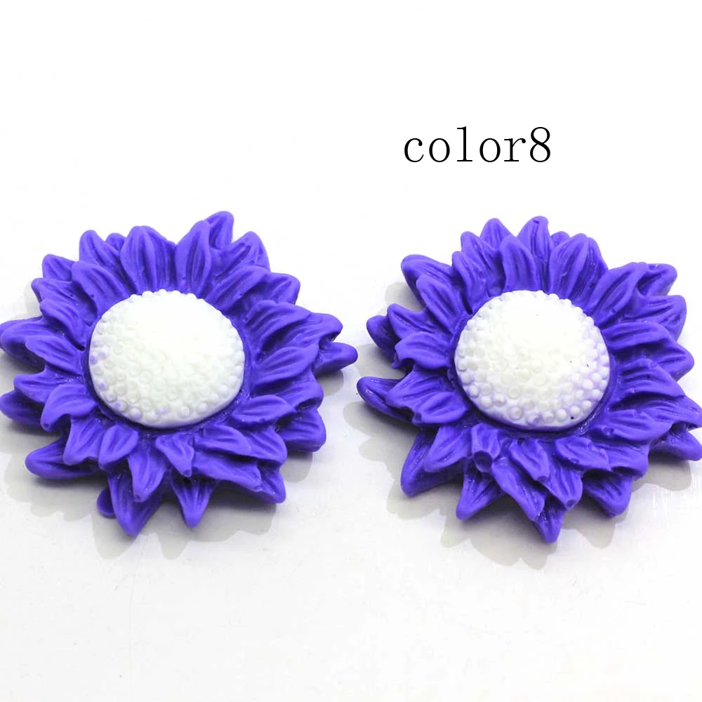 10/50/100pcs Sunflower Sharp Daisy Resin Flatback Mermaid Beads Girl Hair Ornament - Цвет: 8