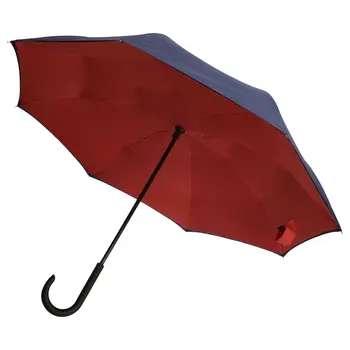

Umbrella reverse unit style, walking stick, blue and red