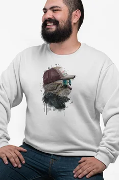 

Angemiel Wear Streetstyle Bespectacled Cat White Men 'S Sweatshirt