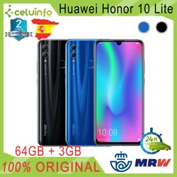 Huawei Honor 10 Lite 64G + 3G RAM, Восьмиядерный, две sim-карты с идентификатором следа, 6,21 дюйм, новый синий черный, 2 года гарантии отправлены из Испании