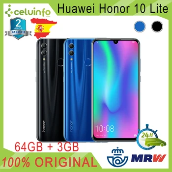 Перейти на Алиэкспресс и купить Huawei Honor 10 Lite 64G + 3G RAM, Восьмиядерный, две sim-карты с идентификатором следа, 6,21 дюйм, новый синий черный, 2 года гарантии отправлены из Испании