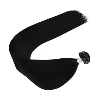 

Ugeat Flat tip Hair Extensions Brazilian Hair Extensions Jet Black #1 Non-Remy Straight Brazilian Human Hair 50Strands/Pack Set