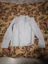 Turtleneck Blouse Puff-Sleeve White Shirt Ladies Top OOTN Office Elegant Casual Solid