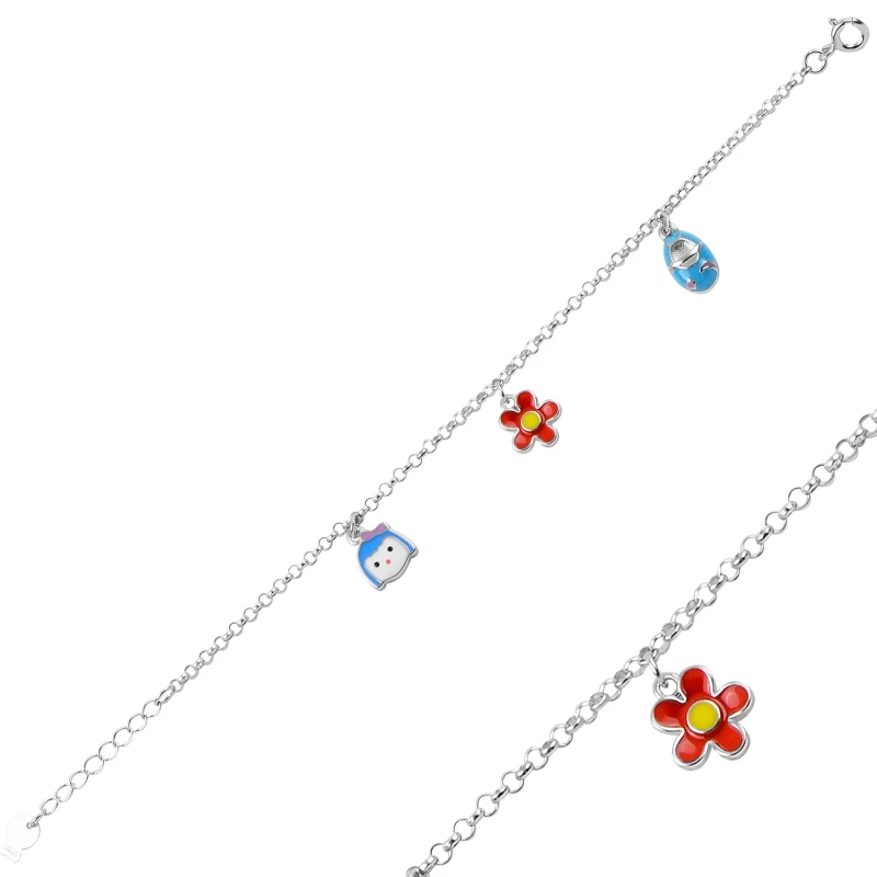 

Silver 925 Sterling Dangle Enamel Bangle