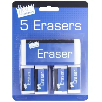 

Just Stationery-rubber eraser White, pack of 5 Pens