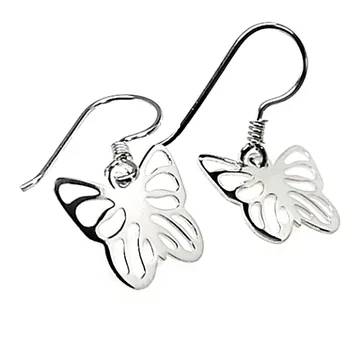 

Sterling silver earrings 925m butterflies openwork 24mm. [AB3539]