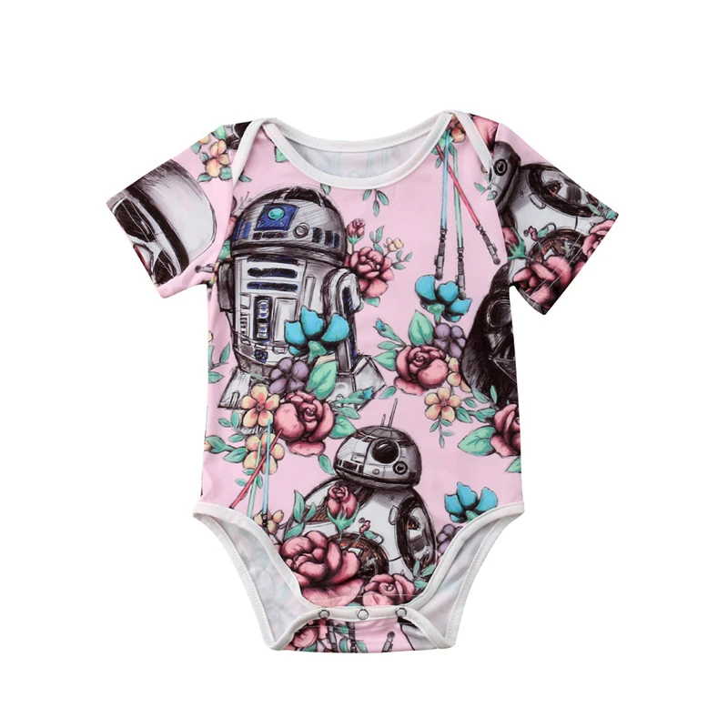 0-18M nouveau-né bébé dessin animé barboteuse Star Wars Robot imprimer à manches courtes combinaison infantile garçon fille combishort chaud