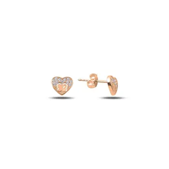 

Angemiel 925 Sterling Silver Zircon Heart Earrings-Rose Gold Plated