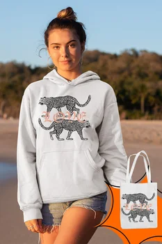 

Angemiel Wear Love Leopard White Women 'S Hooded Sweatshirt Bags Kombin