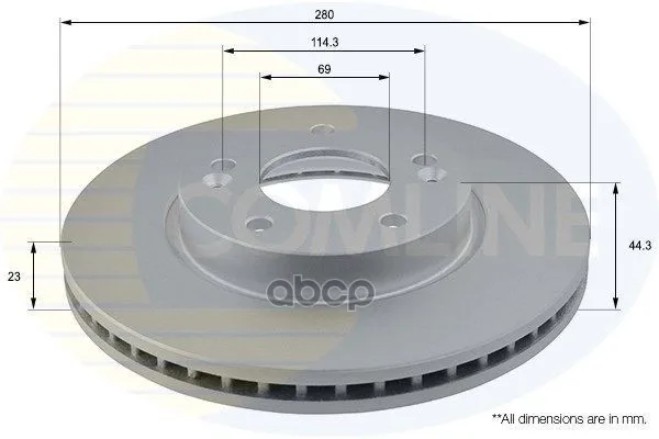 Диск Тормозной | Перед Прав/Лев | Kia Ceed 10-/Huyndai Elantra 11- Вент 280x23 Comline арт. ADC2416V