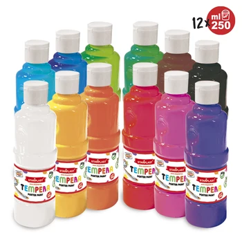 

Starplast Pack 12 Témperas liquid, water Base paint, 250ml, washable, Students art, artístas, Colores basic