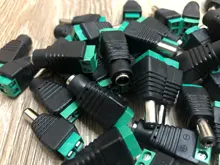 Adaptador de enchufe macho para CCTV, luz LED de un solo color, 12V, 2,1x5,5mm, cc, 10 uds.