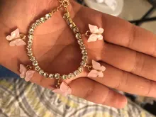 Tobillera de mariposa para mujer, cadena de tenis con diamantes de imitación, joyería para pie, tobillera de playa para verano