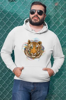 

Angemiel Wear Colorful Arkaplanlı Tiger White Men 'S Hooded Sweatshirt