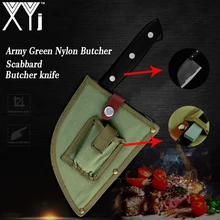Xyj Thép Carbon Cao Cấp Trung Quốc Rau Củ Handmade Thớt Dao Đồ Tể Với Quân Đội Xanh Nylon Bọc & 7 Mm Máy Mài Đá Mài Dao(China)