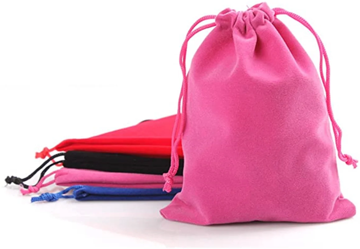 SheepSew 50 Pieces Wholesale Lot - Black Velvet Cloth Jewelry Pouches/Drawstring Bags,Party Wedding Favors Bags