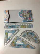 4 unids/set Kawaii dibujos animados recto triángulo regla transportador de dibujo de la Oficina de la escuela suministros