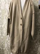 Knitting Cardigan Sweater Long-Sleeve Autumn EAM Women New-Fashion V-Neck Winter Big-Size