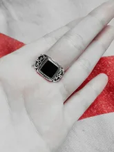 Anillo de navidad plateado para hombre, anillos de esmalte cuadrado y negro, joyería fina, alta calidad, 8-11