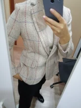 Female Blazer Coat Elegant Jacket Single-Button Wool Vintage Vimly Women Office Lady