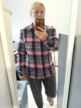 Plaid Shirt Outerwear Top Cotton Blouse Long-Sleeve Slim Female Autumn Winter And