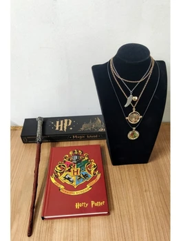 

Harry Potter Set 5 Piece: asa + notebook + 3 PCs Necklace Gift Elegant Birthday Gift Harry Potter Designed for Lovers