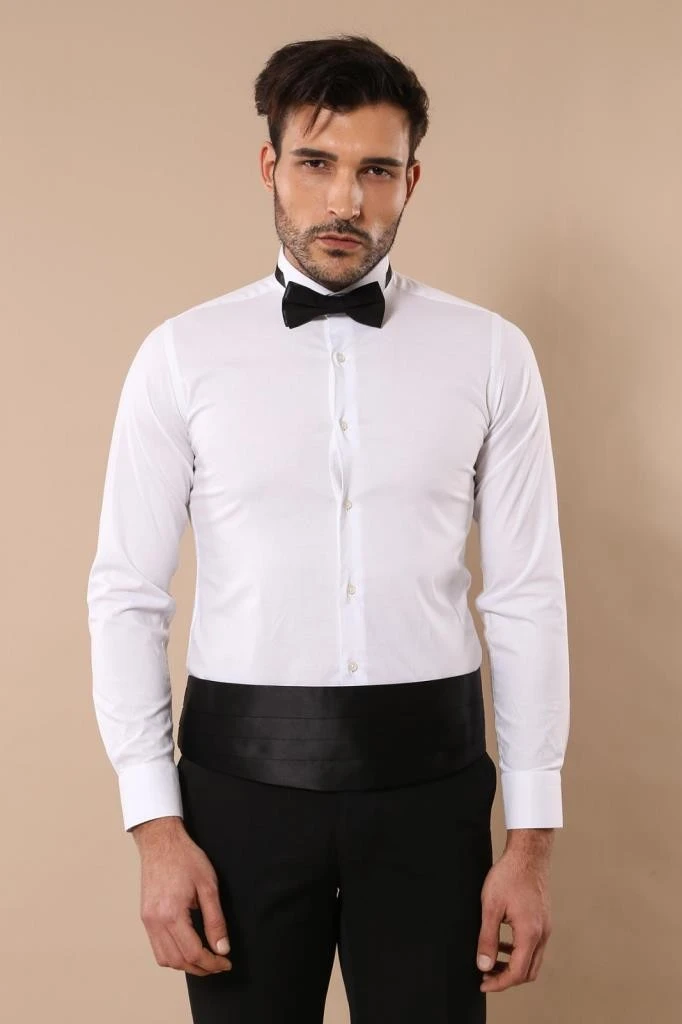 slim fit white tuxedo shirt